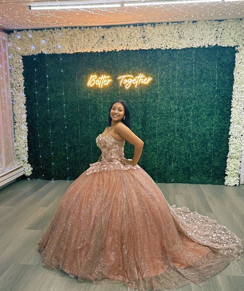 Rose gold sequin ball gown