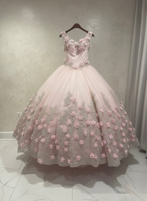 Blush pink ball gown with beaded bodice