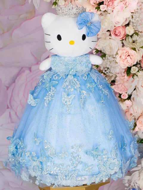Hello Kitty plush in blue sparkly gown